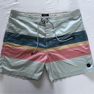 RVCA Boardshorts Mens 38 Multicolor Stripe Surf Swim Shorts Trunk